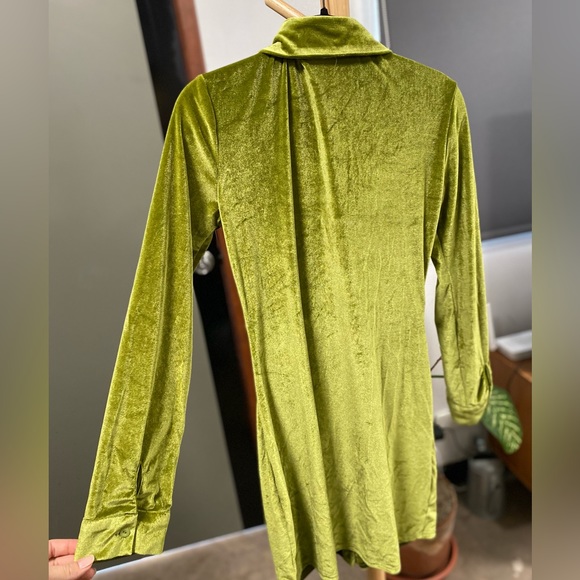 SIZE SMALL VELVET LIME GREEN DRESS: CIDER - Picture 3 of 4